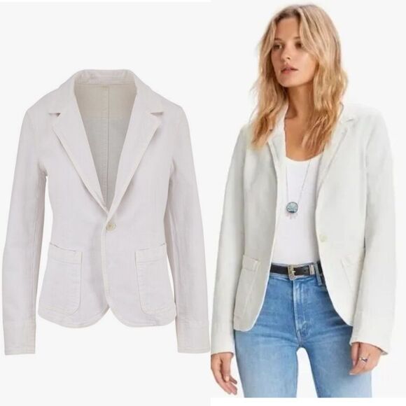 MOTHER Superior “The Smoker” Chalk Denim Jacket Sz S Winter White Blazer casual - Picture 1 of 12